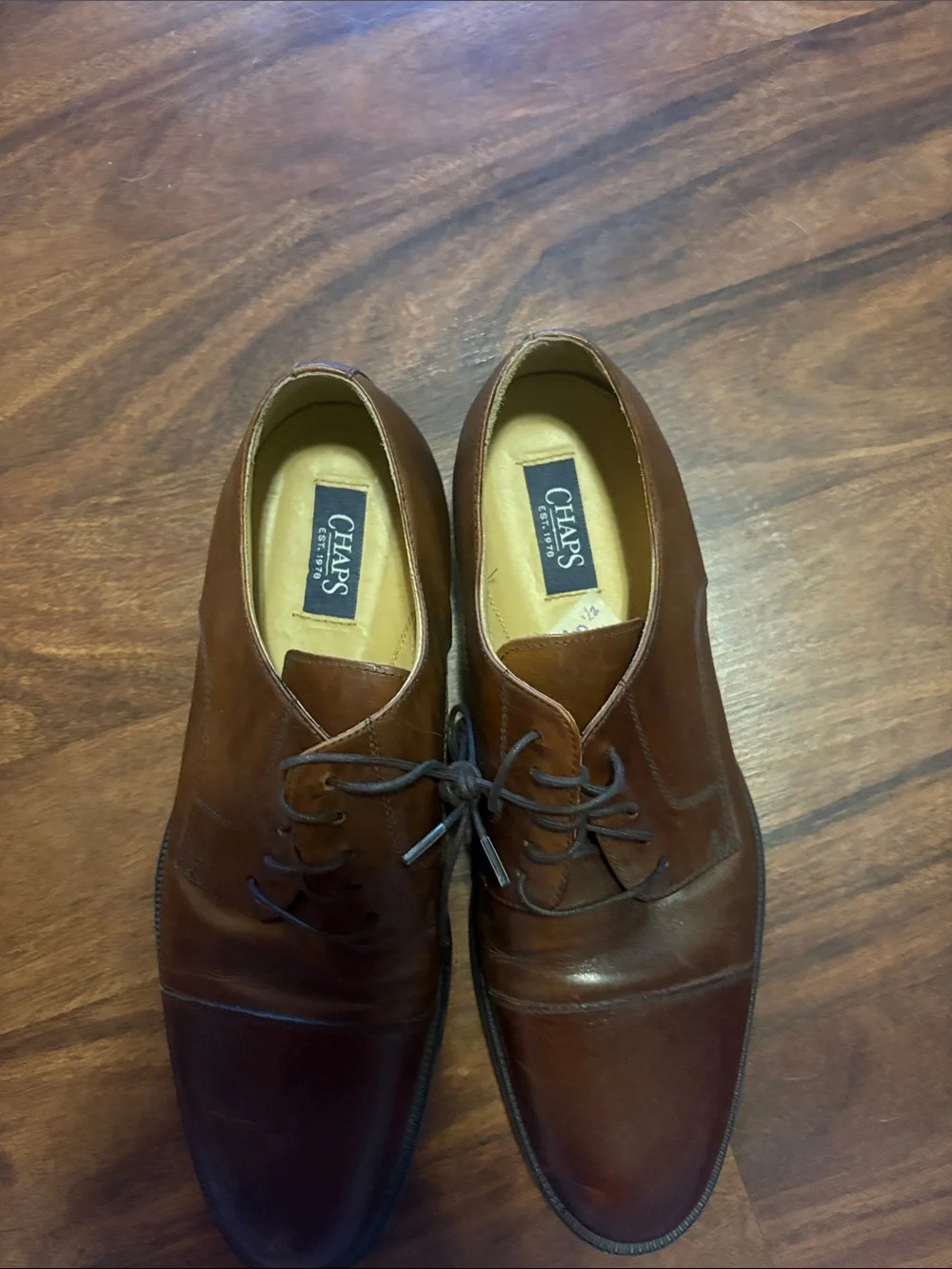 Chaps Men's Brown Leather Dress Oxfords - Classic Lace-Up